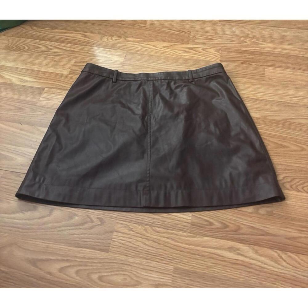 J.Crew Trouser Faux Leather Dark Brown Mini Skirt Size 14